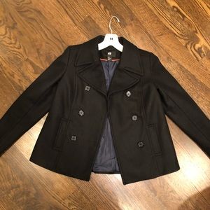 H&M black double breasted pea coat
